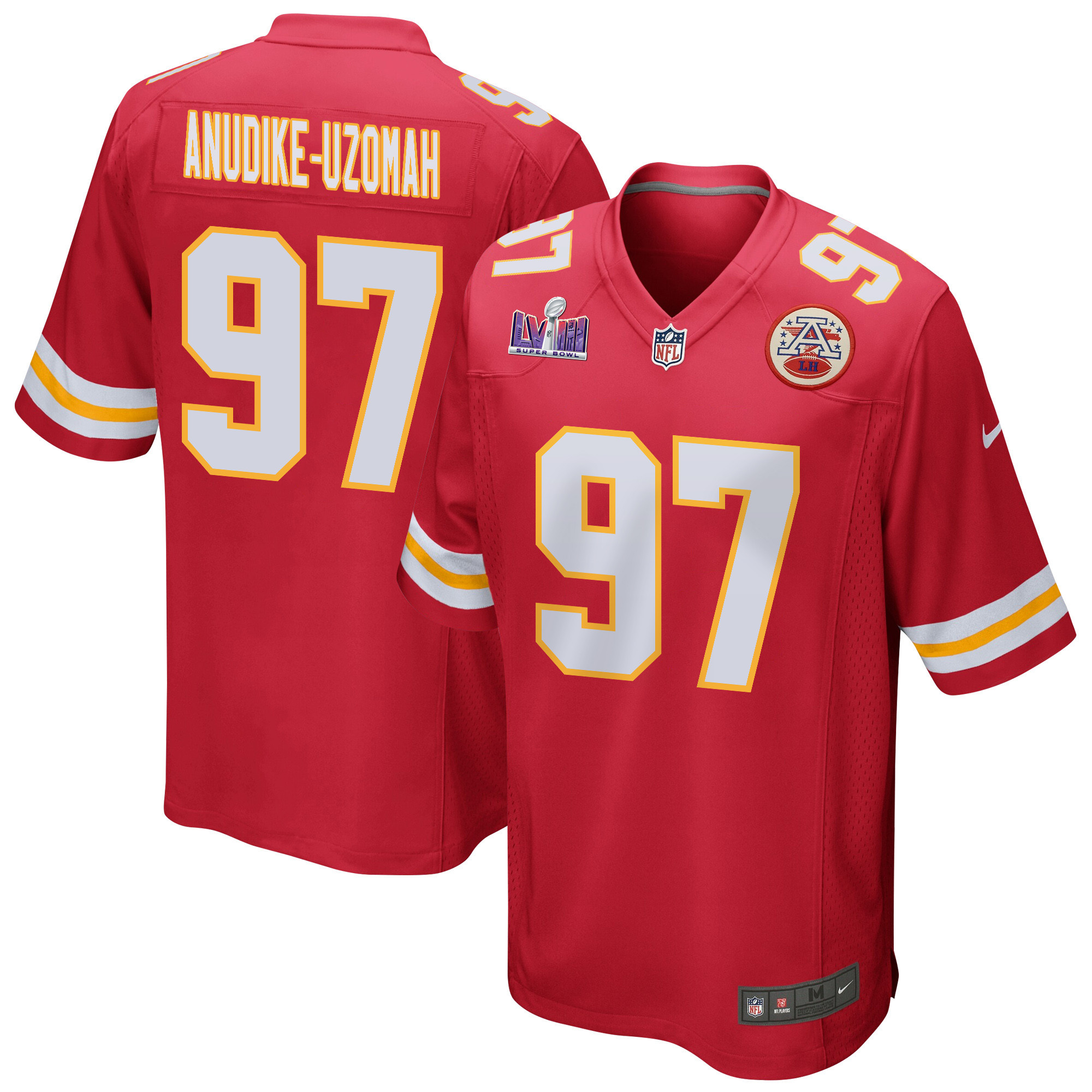 Felix Anudike-Uzomah 97 Kansas City Chiefs Super Bowl LVIII Patch Game Men Jersey - Red JS9141 Saliibo