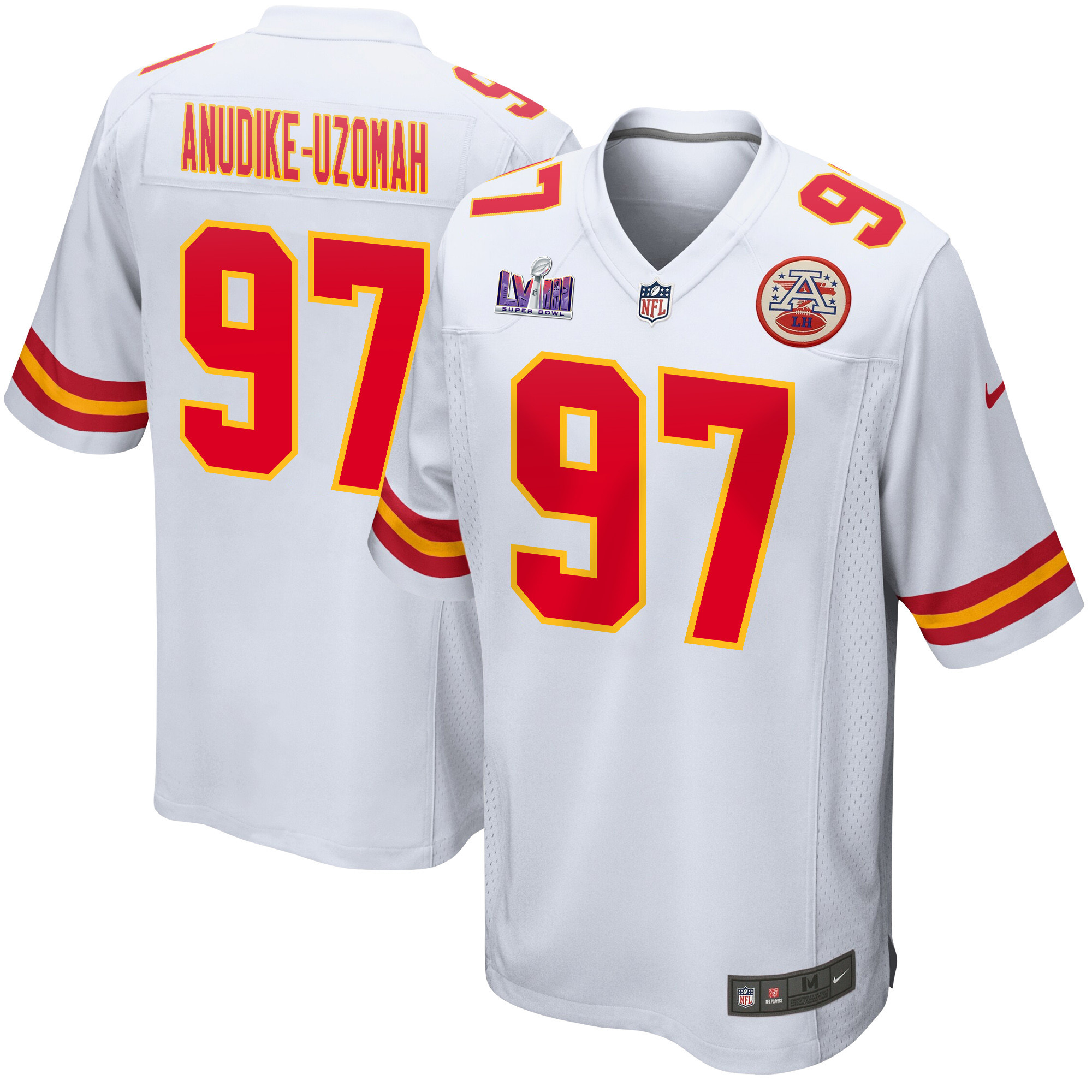 Felix Anudike-Uzomah 97 Kansas City Chiefs Super Bowl LVIII Patch Game Men Jersey - White JS7410 Saliibo