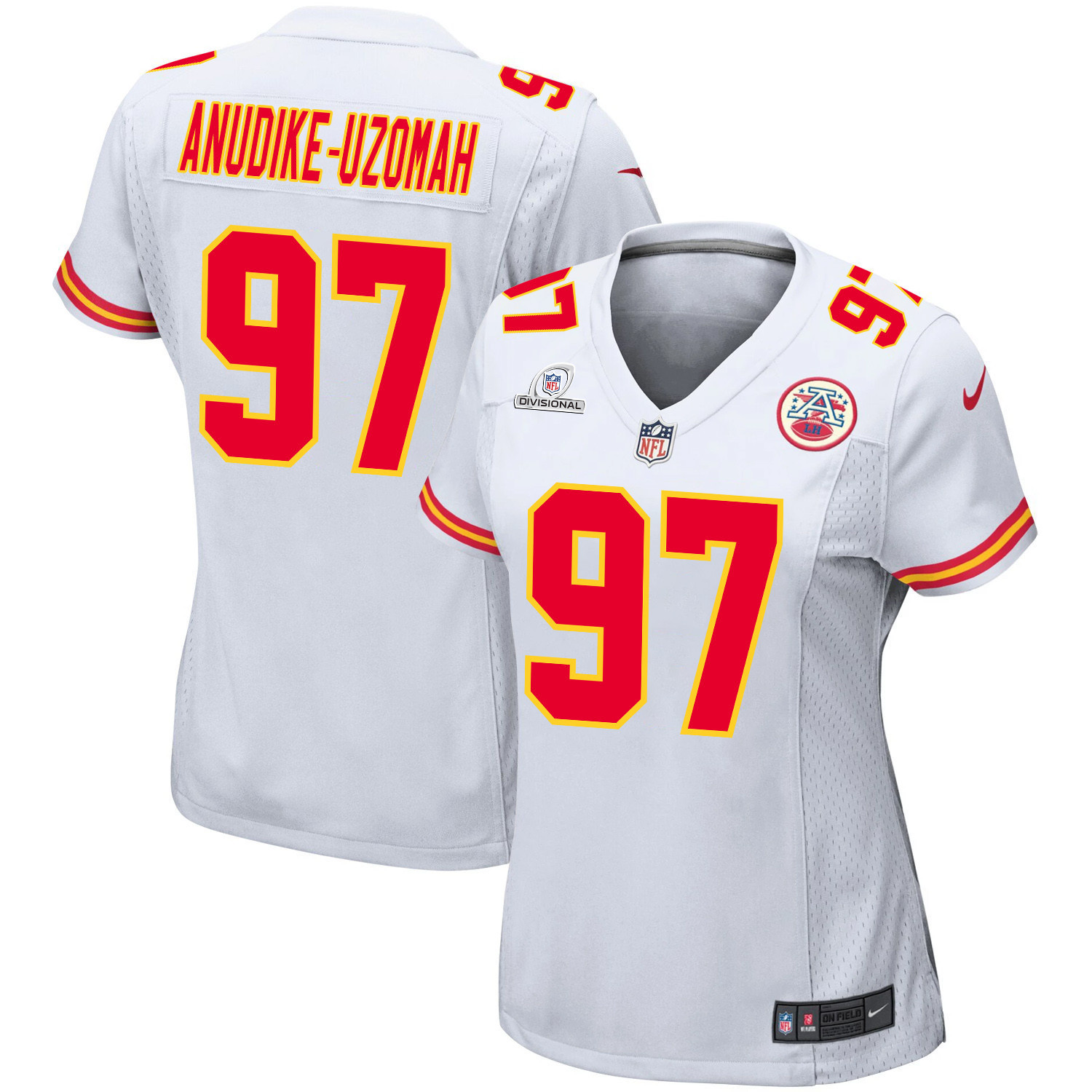Felix Anudike-Uzomah 97 Kansas City Chiefs Super Bowl LVIII Patch Game Women Jersey - White JS7211 Saliibo