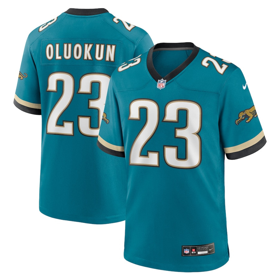 Foye Oluokun 23 Jacksonville Jaguars Prowler Throwback Player Game Men Jersey - Teal JS2957 Saliibo
