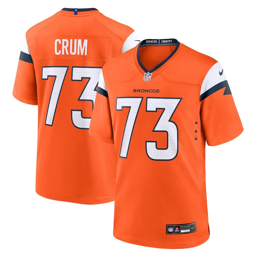 Frank Crum 73 Denver Broncos Team Game Men Jersey - Orange JS6293 Saliibo