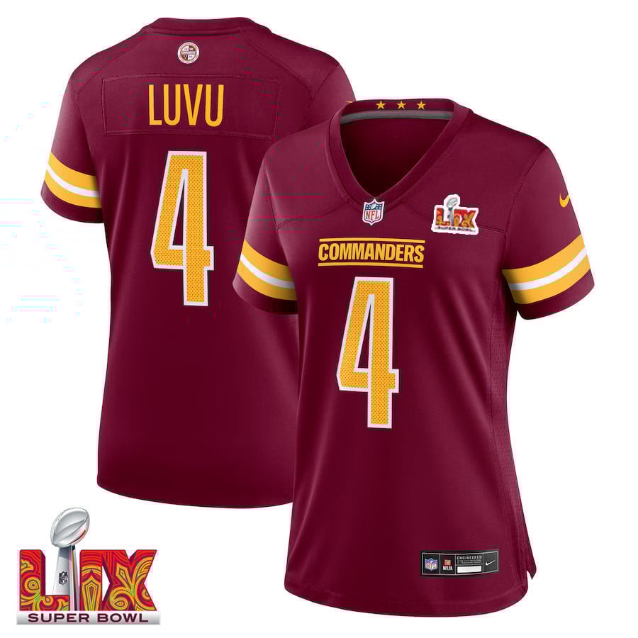 Frankie Luvu #4 Washington Commanders Super Bowl LIX Women's Jersey - Burgundy JS2336 Saliibo
