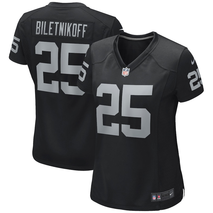 Fred Biletnikoff 25 Las Vegas Raiders Women Game Retired Jersey - Black JS8320 Saliibo