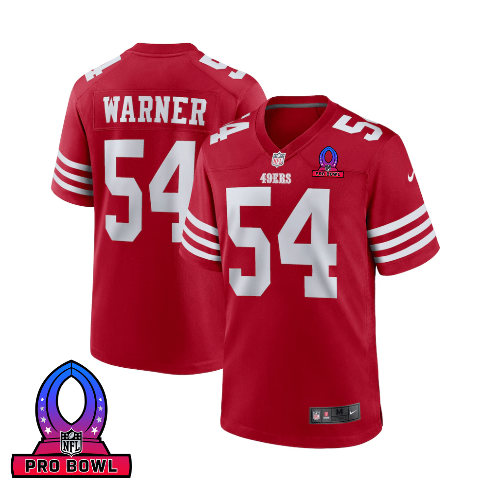 Fred Warner 54 San Francisco 49ers 2025 Pro Bowl Patch Game Men Jersey - Scarlet JS4927 Saliibo