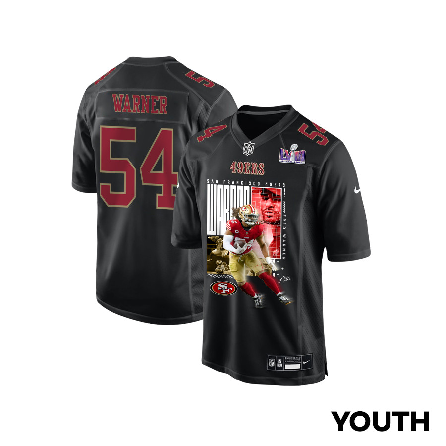 Fred Warner 54 San Francisco 49ers All-Pro Fred Fashion Game YOUTH Jersey - Carbon Black JS8705 Saliibo
