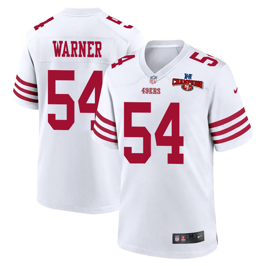 Fred Warner 54 San Francisco 49ers NFC Champions Patch Game Men Jersey - White JS2420 Saliibo