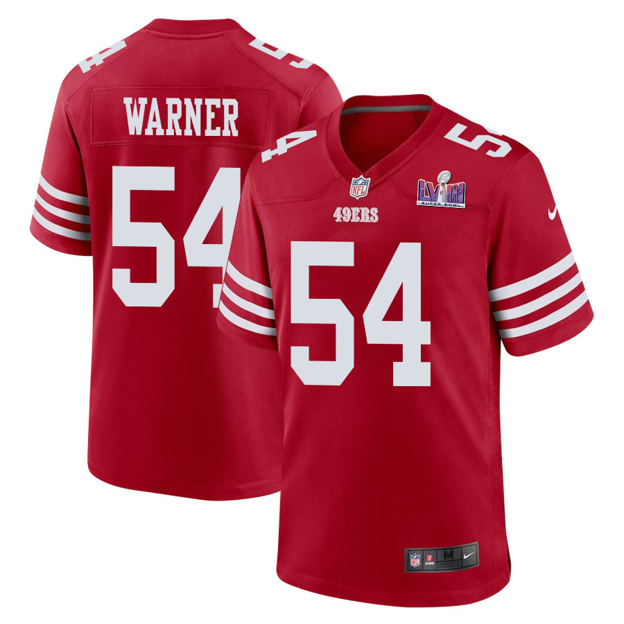 Fred Warner 54 San Francisco 49ers Super Bowl LVIII Patch Game Men Jersey - Scarlet JS1481 Saliibo