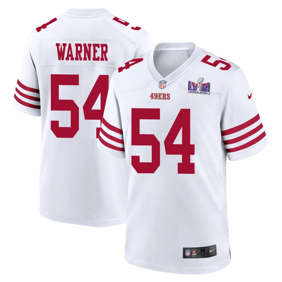 Fred Warner 54 San Francisco 49ers Super Bowl LVIII Patch Game Men Jersey - White JS9719 Saliibo