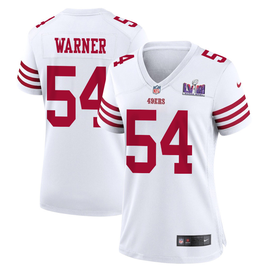 Fred Warner 54 San Francisco 49ers Super Bowl LVIII Patch Game Women Jersey - White JS8209 Saliibo