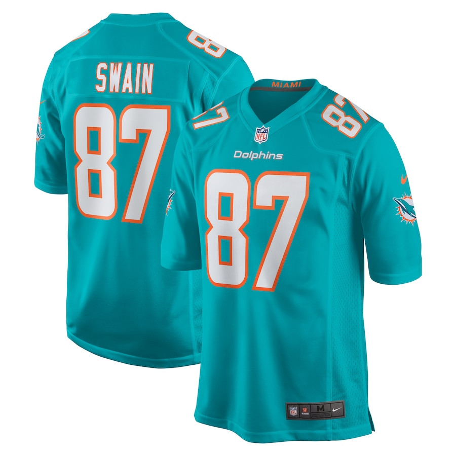 Freddie Swain 87 Miami Dolphins Game Men Jersey - Aqua JS7986 Saliibo