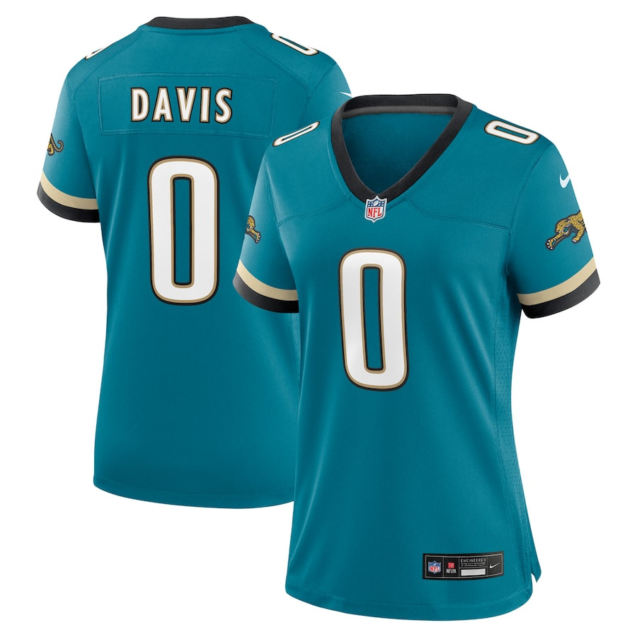 Gabe Davis 0 Jacksonville Jaguars Women's Prowler Throwback Game Jersey - Teal JS5165 Saliibo