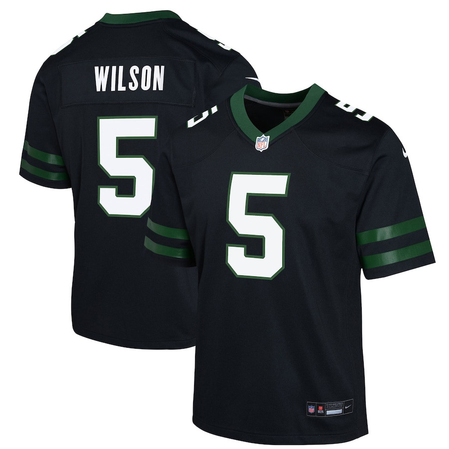 Garrett Wilson 5 New York Jets Alternate Game YOUTH Jersey - Legacy Black JS2435 Saliibo