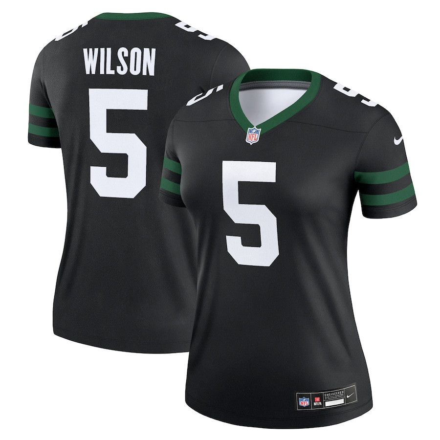 Garrett Wilson 5 New York Jets Alternate Legend Jersey, Women Legacy Black JS7706 Saliibo