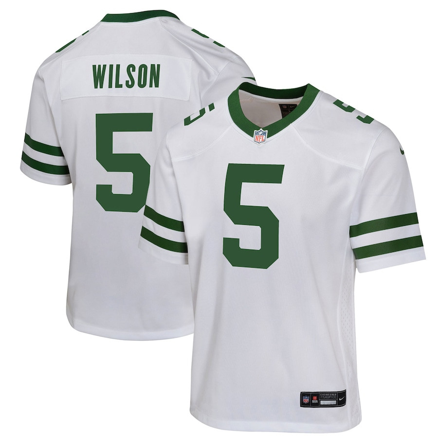 Garrett Wilson 5 New York Jets Game YOUTH Jersey - Legacy White JS3701 Saliibo