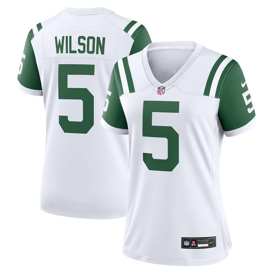 Garrett Wilson 5 New York Jets Women's Classic Alternate Game Jersey - White JS3986 Saliibo