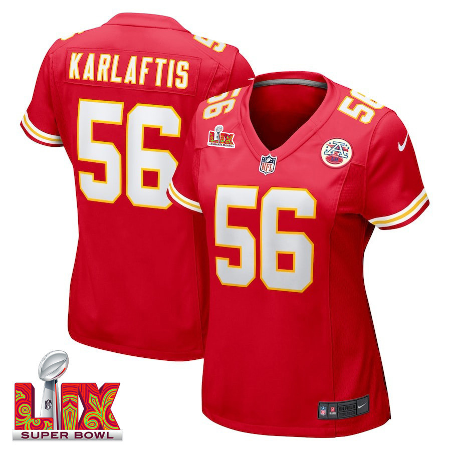 George Karlaftis #56 Kansas City Chiefs Super Bowl LIX Women's Jersey - Red JS8761 Saliibo