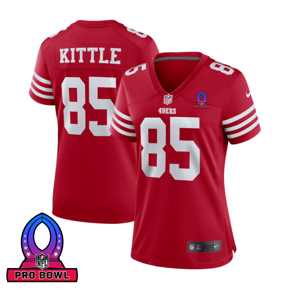 George Kittle 85 San Francisco 49ers 2025 Pro Bowl Patch Women Game Jersey - Scarlet JS6920 Saliibo