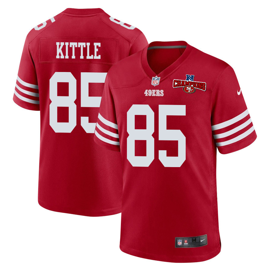 George Kittle 85 San Francisco 49ers NFC Champions Patch Game Men Jersey - Scarlet JS7239 Saliibo