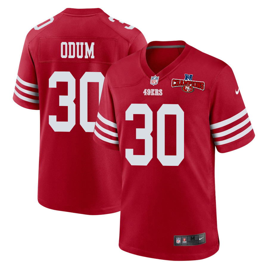 George Odum 30 San Francisco 49ers NFC Champions Patch Game Men Jersey - Scarlet JS6227 Saliibo