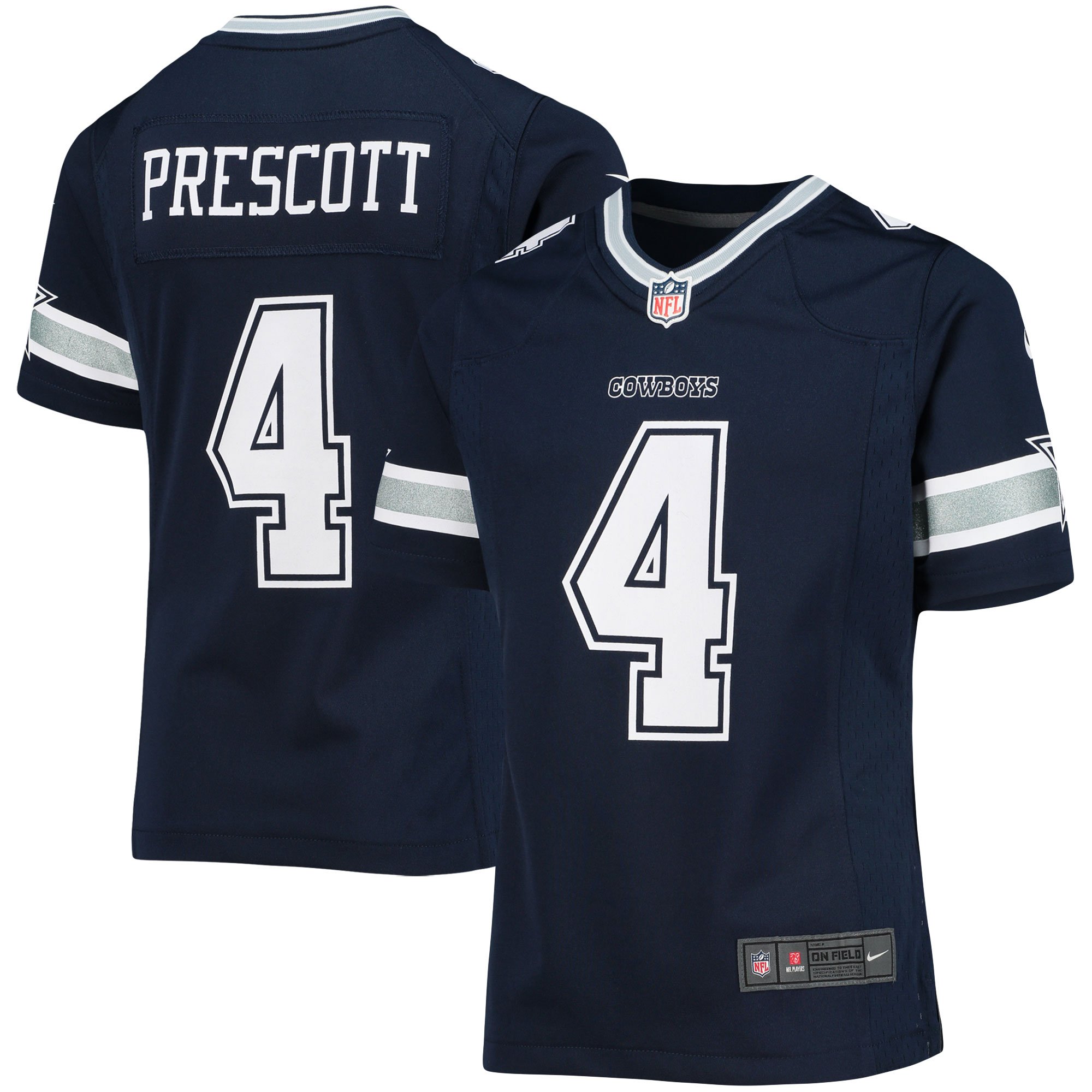 Girls Youth Dallas Cowboys Dak Prescott Navy Team Game Jersey JS9927 Saliibo