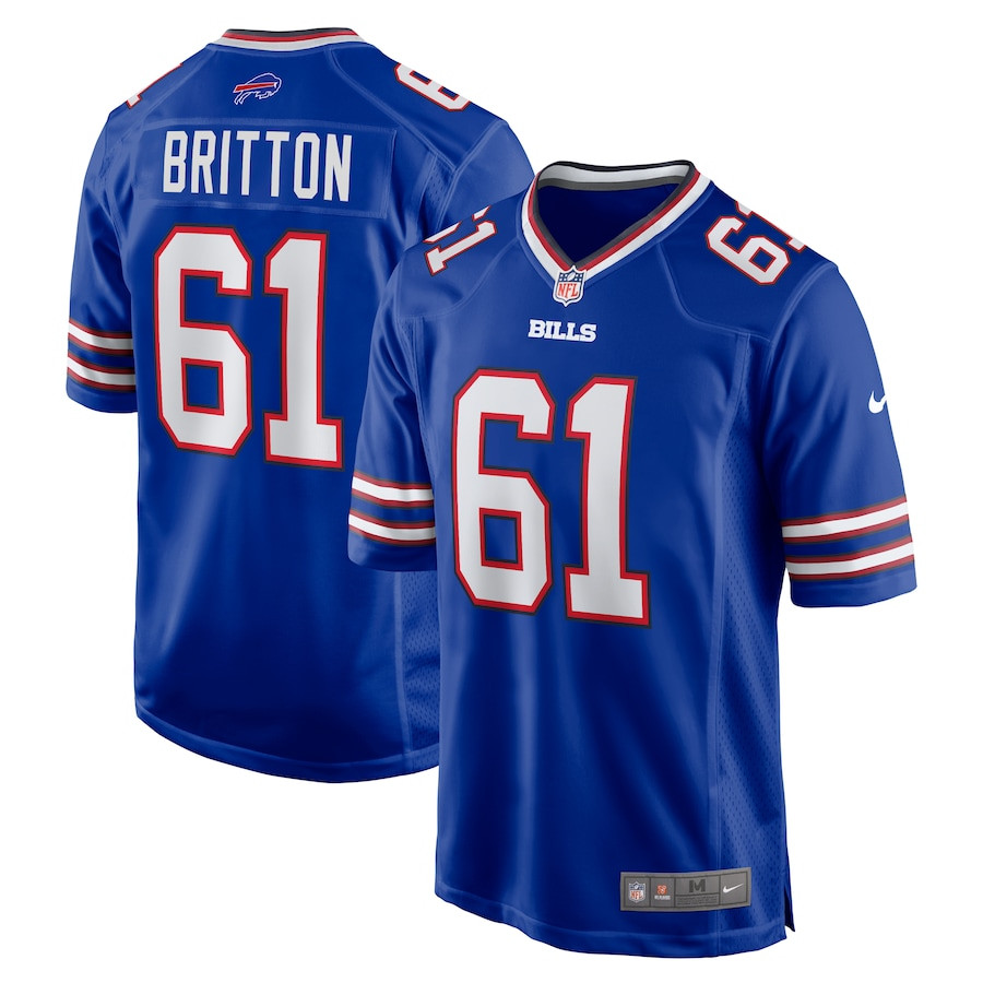 Gunner Britton 61 Buffalo Bills Game Men Jersey - Royal JS6642 Saliibo
