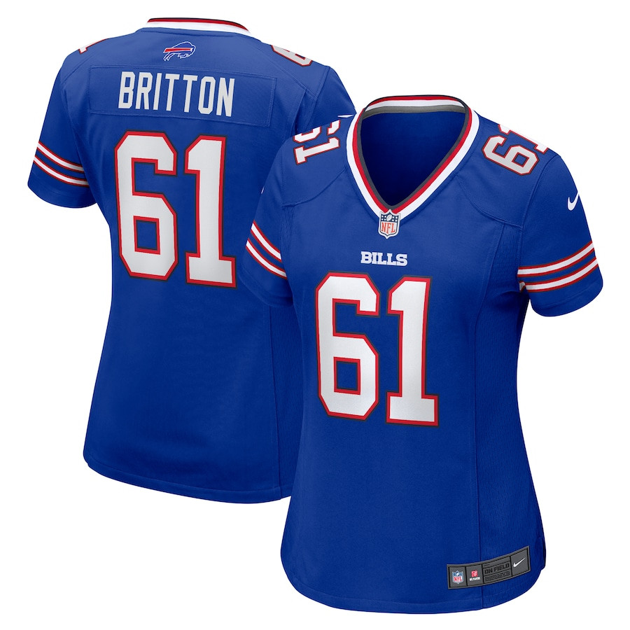 Gunner Britton 61 Buffalo Bills Women's Game Jersey - Royal JS8803 Saliibo