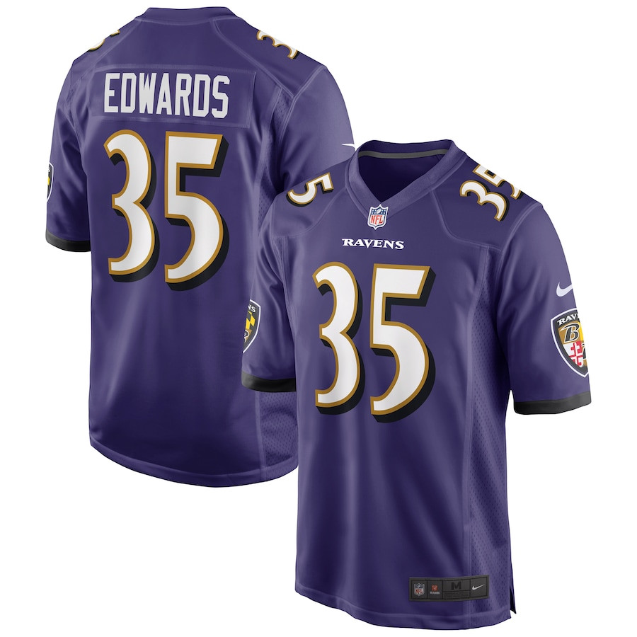 Gus Edwards 35 Baltimore Ravens Men Game Jersey - Purple JS8180 Saliibo