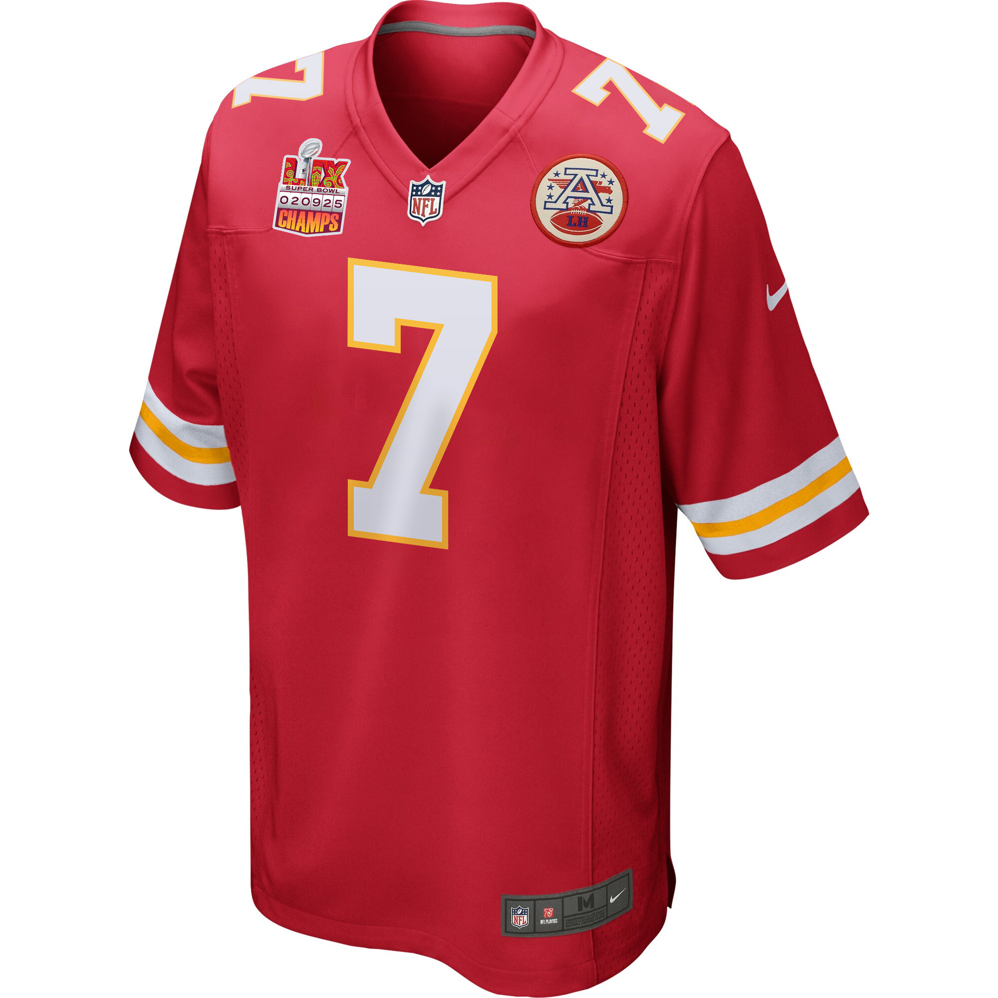 Harrison Butker 7 Kansas City Chiefs Super Bowl LIX Champions Patch Game Men Jersey - Red JS4361 Saliibo - Image 3