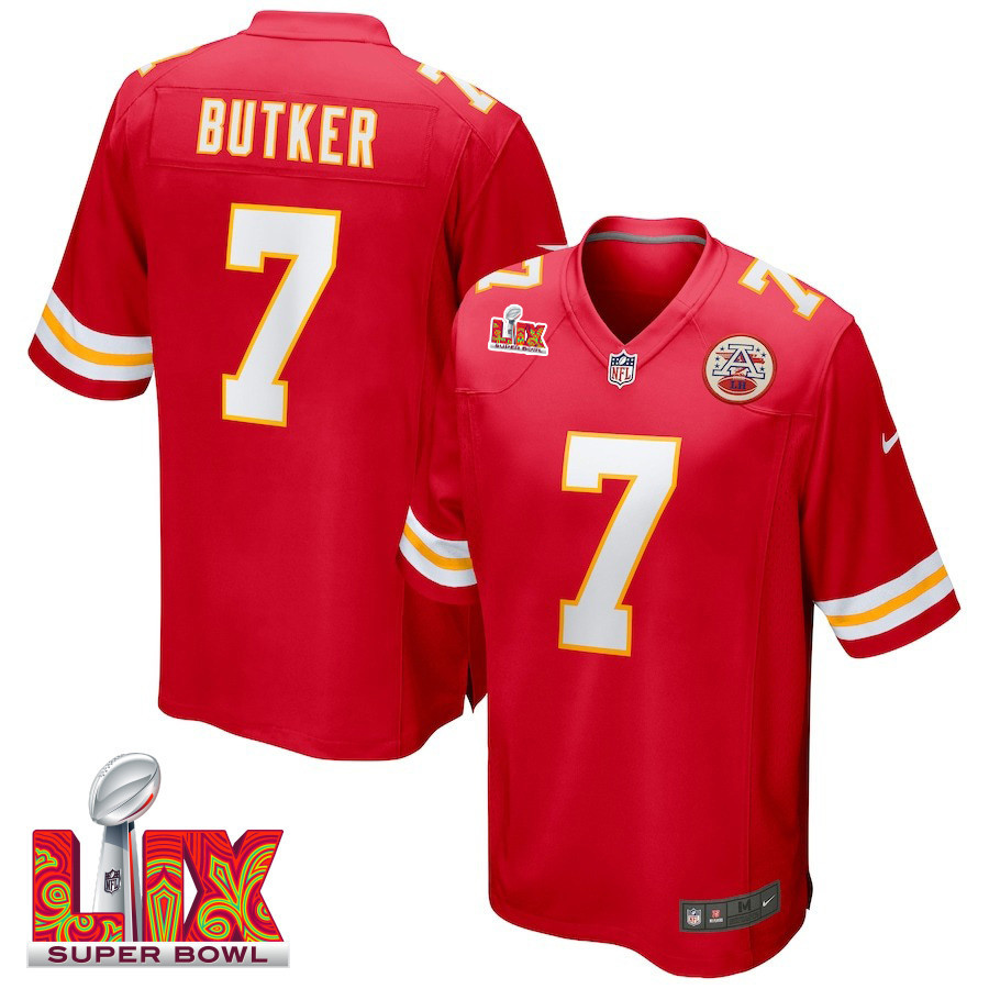 Harrison Butker #7 Kansas City Chiefs Super Bowl LIX Jersey - Men's - Red JS4765 Saliibo