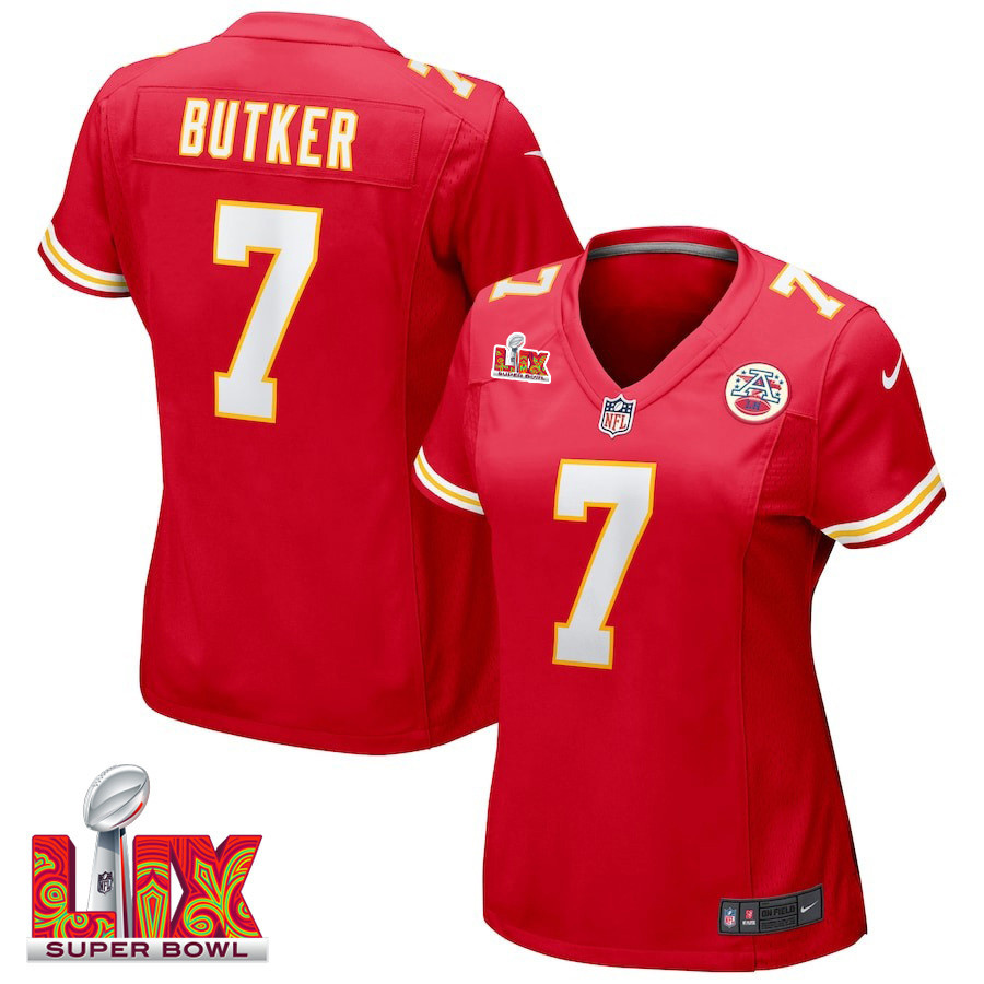 Harrison Butker #7 Kansas City Chiefs Super Bowl LIX Women's Jersey - Red JS3804 Saliibo