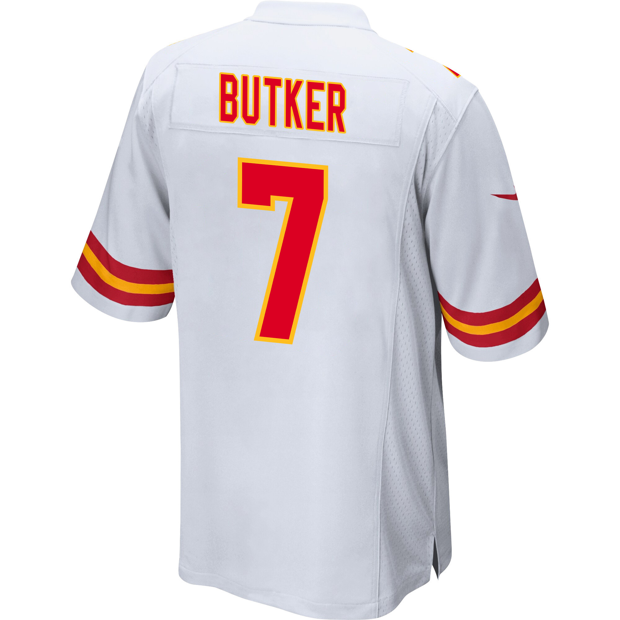 Harrison Butker 7 Kansas City Chiefs Super Bowl LVIII Champions 4 Stars Patch Game Men Jersey - White JS6931 Saliibo - Image 3
