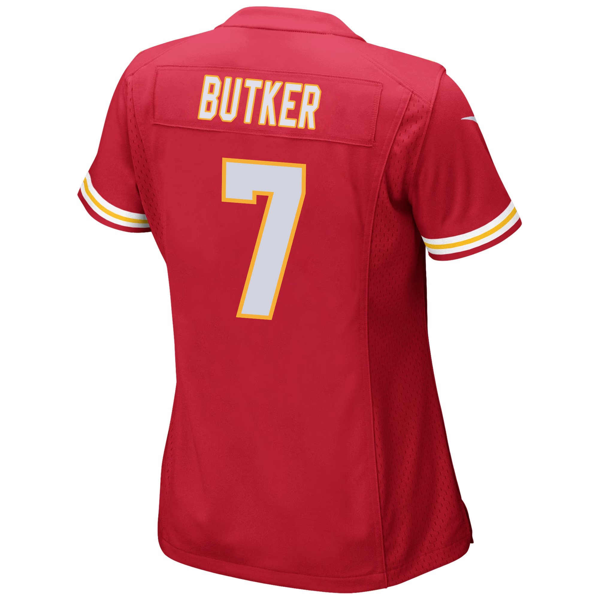 Harrison Butker 7 Kansas City Chiefs Super Bowl LVIII Champions 4 Stars Patch Game Women Jersey - Red JS7022 Saliibo - Image 3