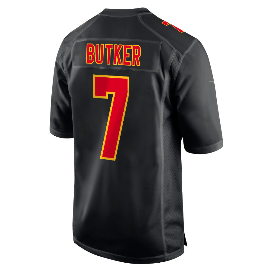 Harrison Butker 7 Kansas City Chiefs Super Bowl LVIII Champions 4X Fashion Game Men Jersey - Carbon Black JS9380 Saliibo - Image 3