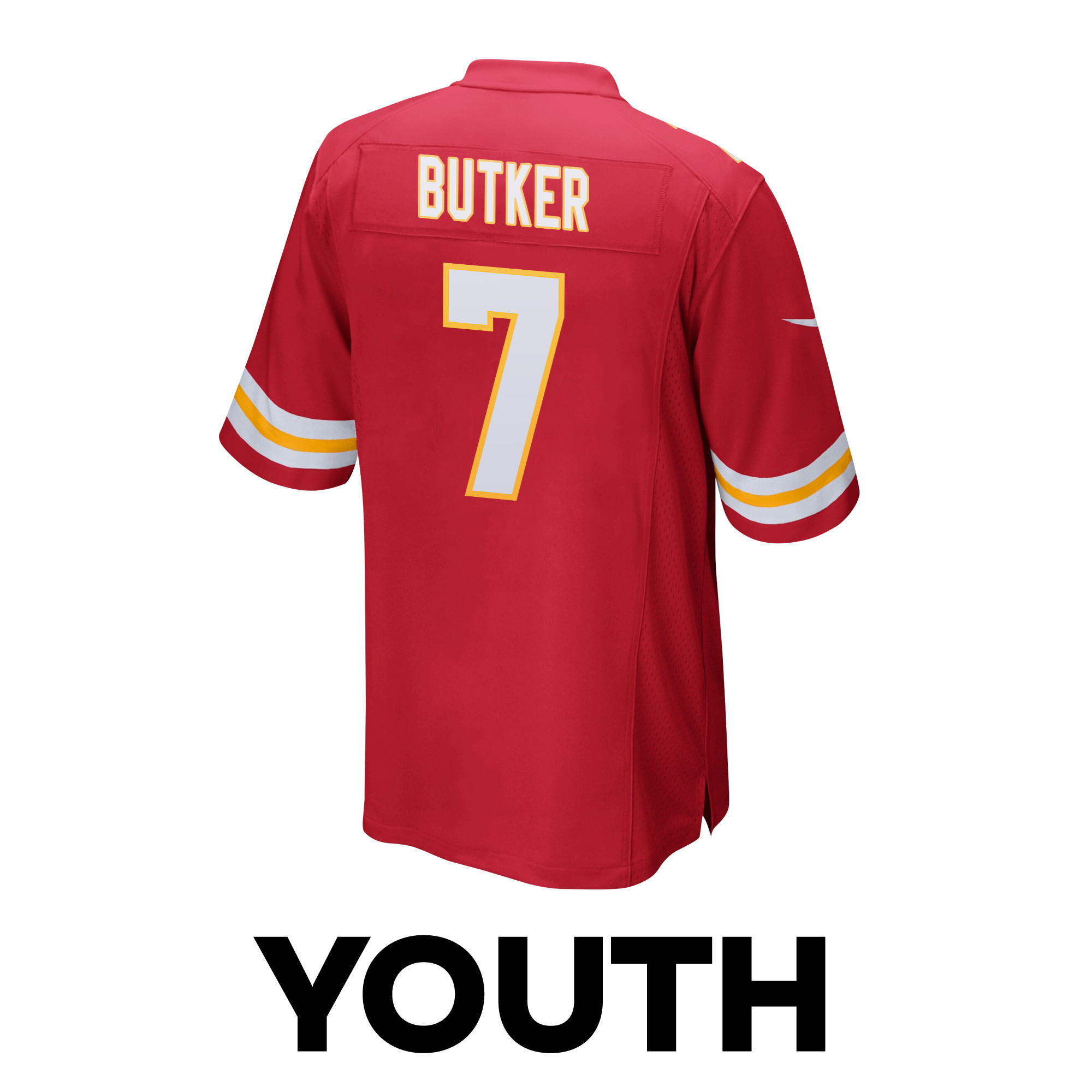 Harrison Butker 7 Kansas City Chiefs Super Bowl LVIII Patch Game YOUTH Jersey - Red JS1616 Saliibo - Image 3