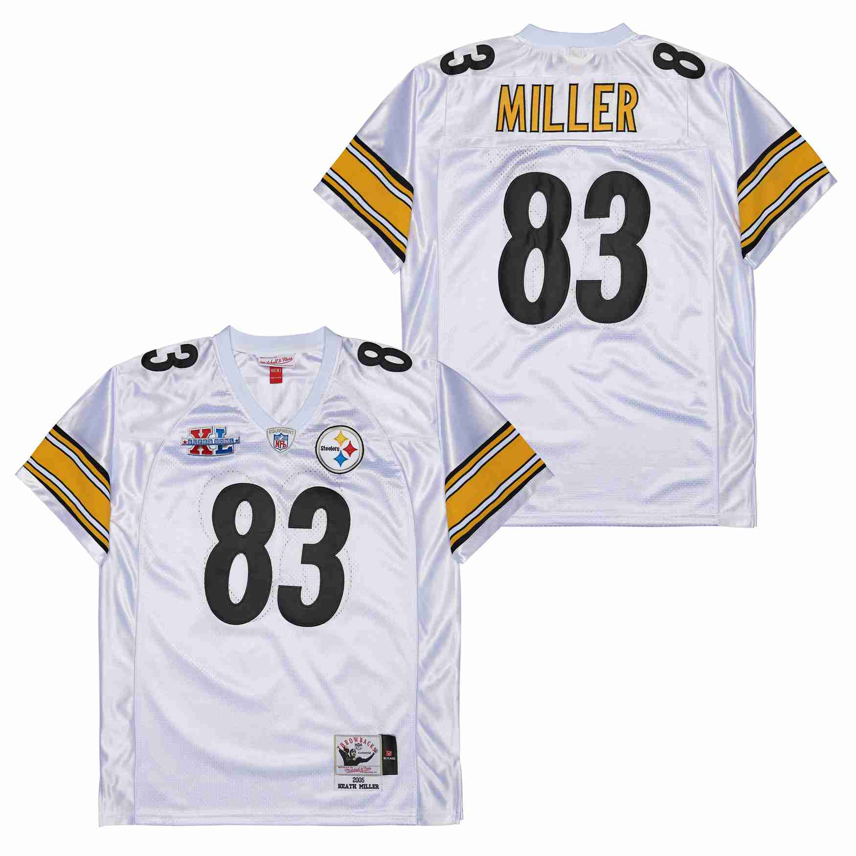 Heath Miller 83 Pittsburgh Steelers Super Bowl XL Retro Throwback Men Jersey - White JS8196 Saliibo