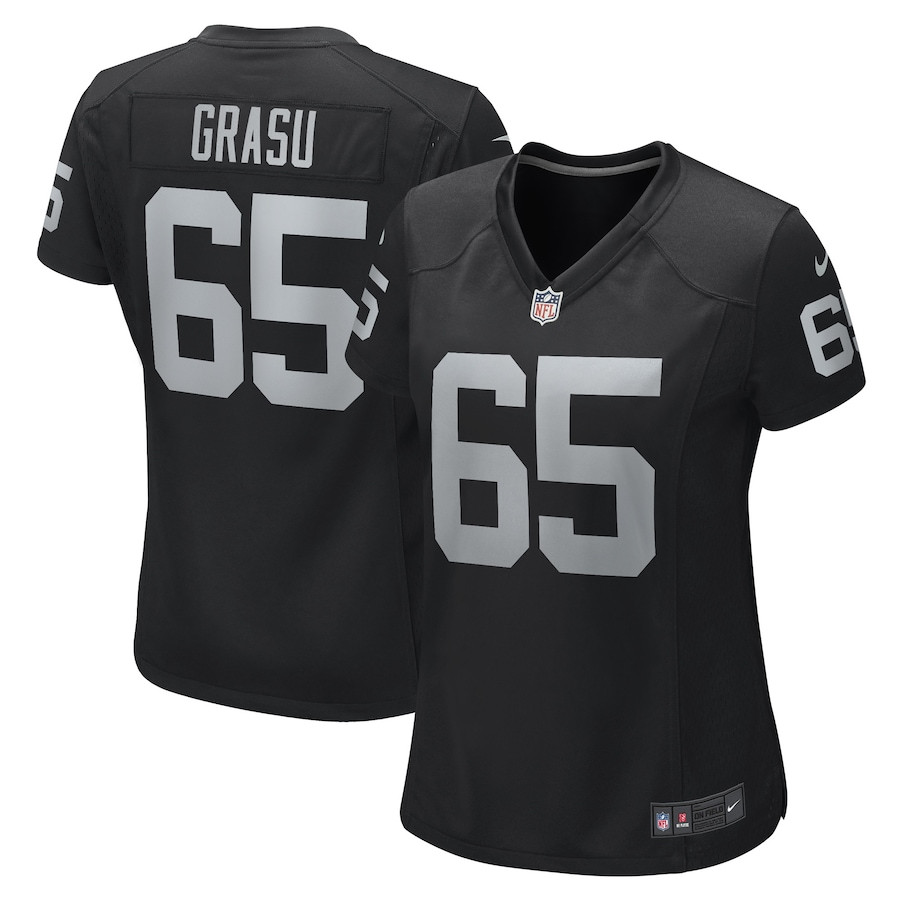 Hroniss Grasu 65 Las Vegas Raiders Women's Team Game Jersey - Black JS1387 Saliibo