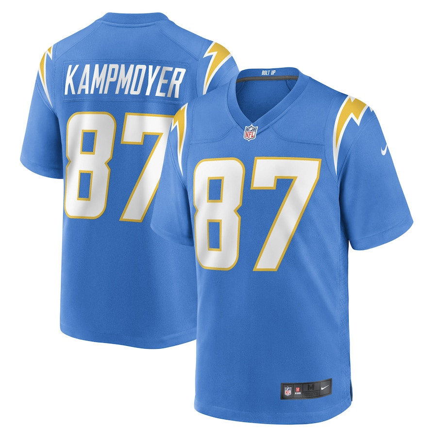 Hunter Kampmoyer 87 Los Angeles Chargers Team Game Men Jersey - Powder Blue JS9906 Saliibo