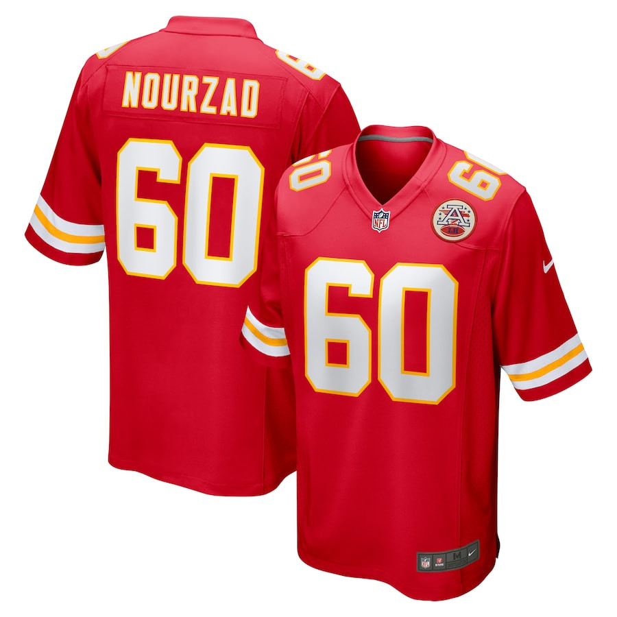 Hunter Nourzad 60 Kansas City Chiefs Game Men Jersey - Red JS9507 Saliibo