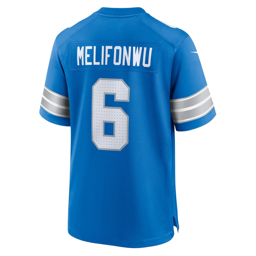 Ifeatu Melifonwu #6 Detroit Lions Super Bowl LIX Jersey - Men's - Blue JS2256 Saliibo - Image 3
