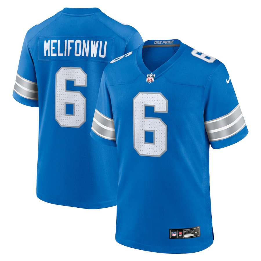 Ifeatu Melifonwu 6 Detroit Lions Team Game Men Jersey - Blue JS1437 Saliibo