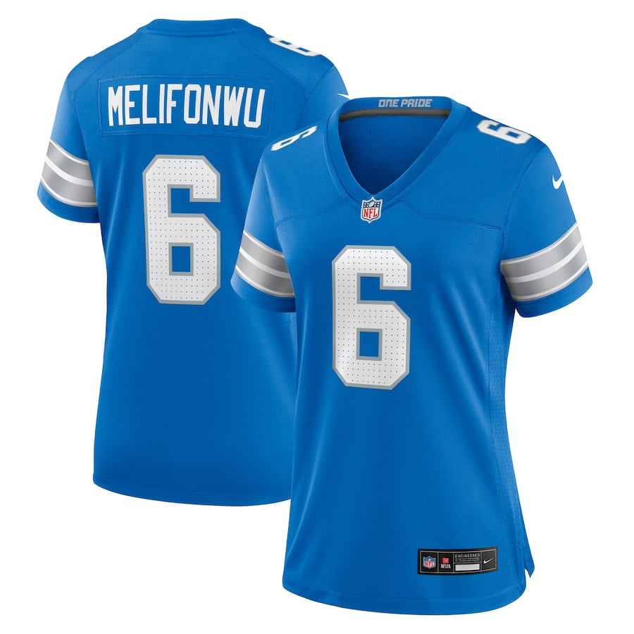 Ifeatu Melifonwu 6 Detroit Lions Women's Team Game Jersey - Blue JS8683 Saliibo