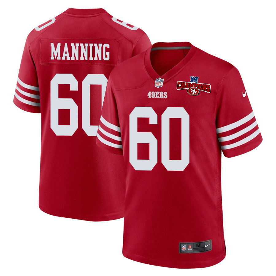 Ilm Manning 60 San Francisco 49ers NFC Champions Patch Game Men Jersey - Scarlet JS4705 Saliibo