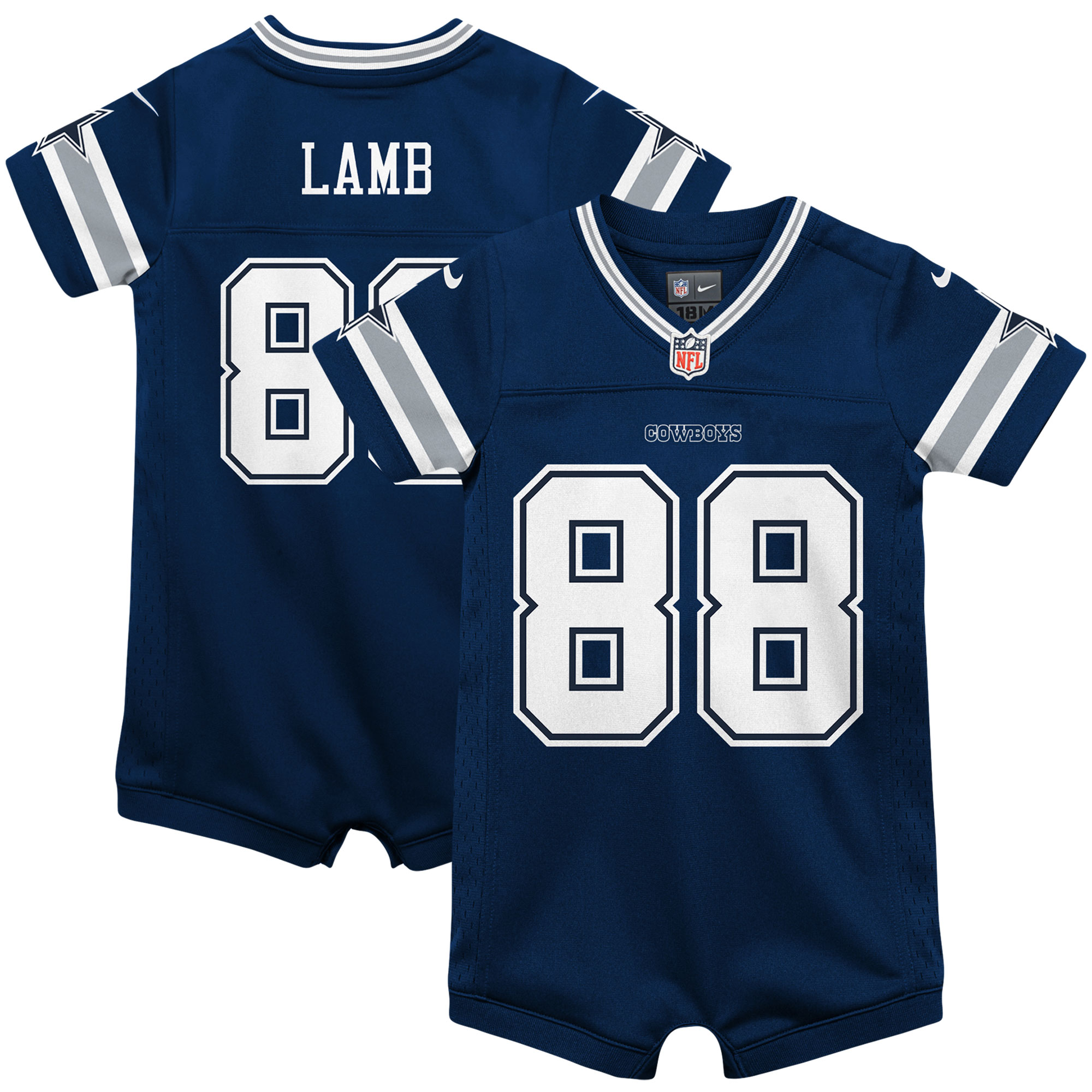 Infant Dallas Cowboys CeeDee Lamb Navy Game Jersey Romper JS4264 Saliibo