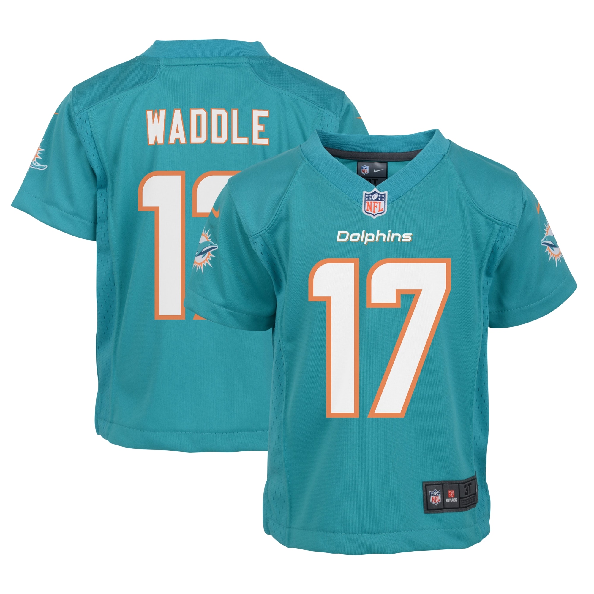 Infant Miami Dolphins Jaylen Waddle Aqua Player Game Jersey JS4493 Saliibo