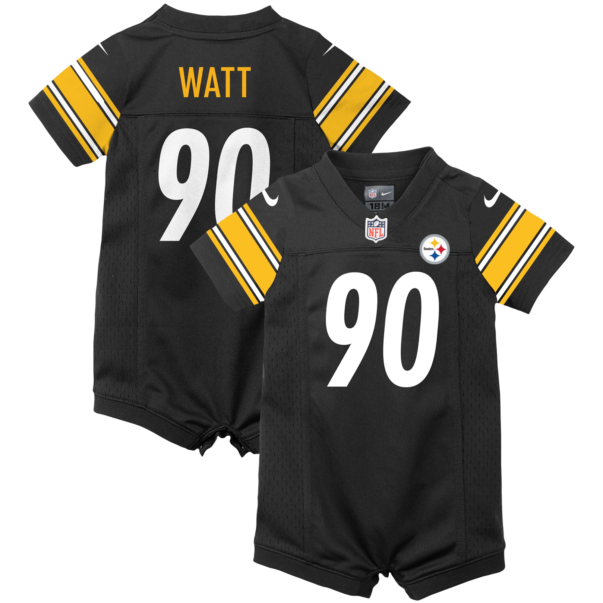 Infant Pittsburgh Steelers T.J. Watt Black Game Romper Jersey JS2787 Saliibo