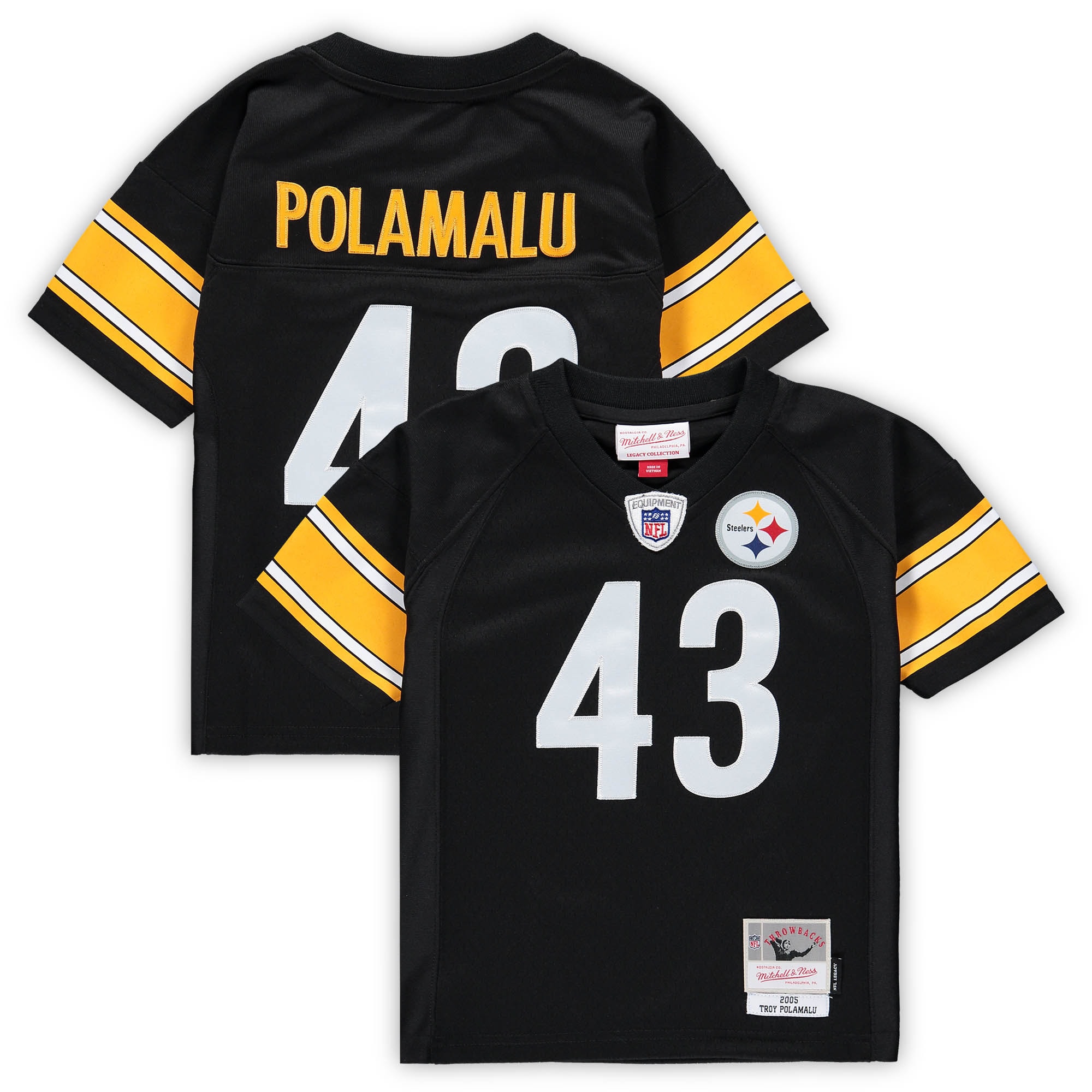 Infant Pittsburgh Steelers Troy Polamalu Mitchell & Ness Black 2005 Retired Legacy Jersey JS7405 Saliibo