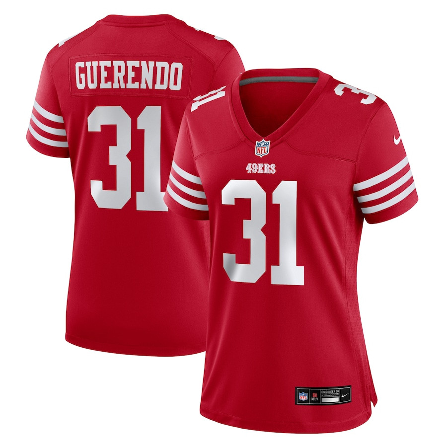 Isaac Guerendo 31 San Francisco 49ers Women's Game Jersey - Scarlet JS8291 Saliibo