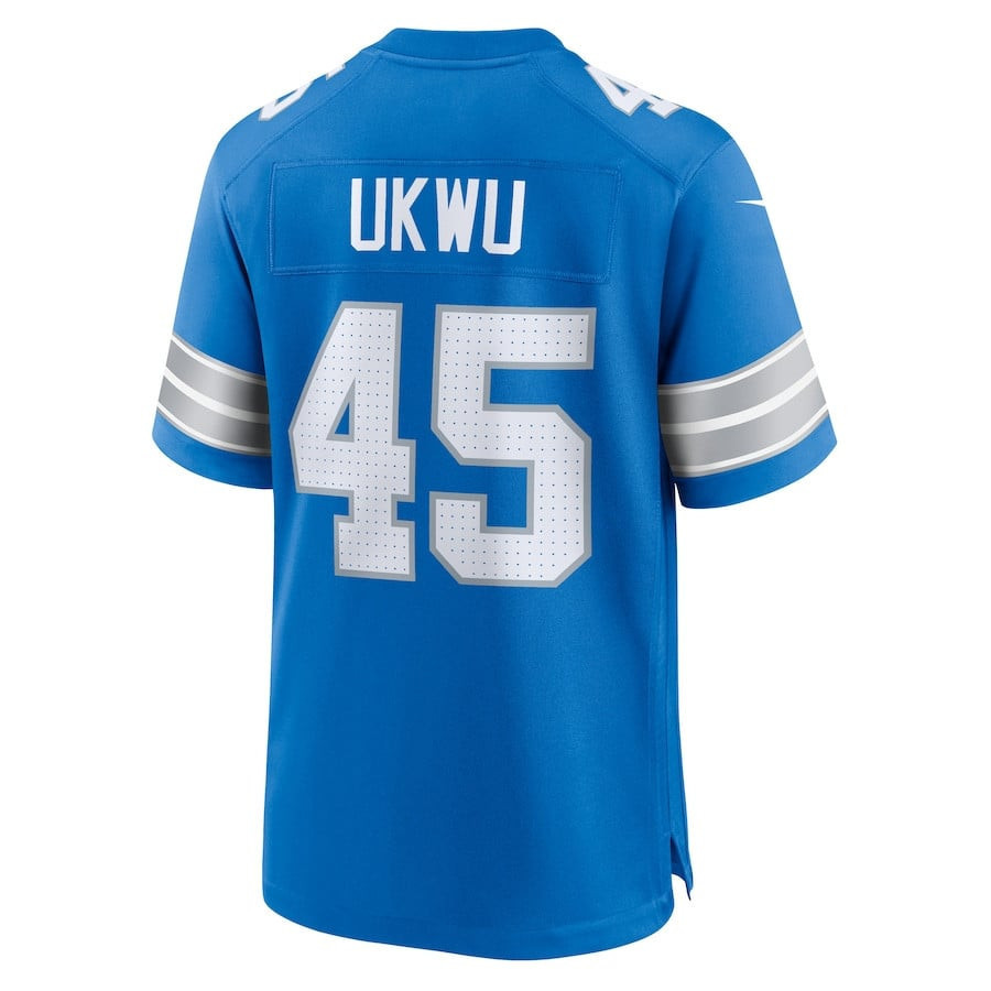 Isaac Ukwu 45 Detroit Lions Game Men Jersey - Blue JS3593 Saliibo - Image 3