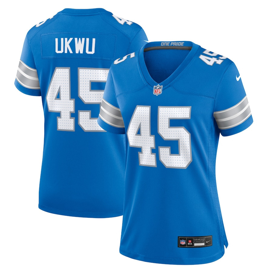 Isaac Ukwu 45 Detroit Lions Women's Game Jersey - Blue JS9045 Saliibo