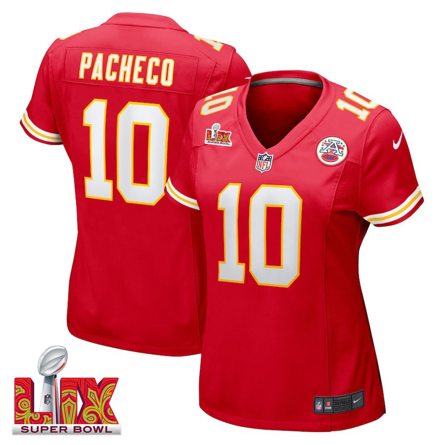 Isiah Pacheco #10 Kansas City Chiefs Super Bowl LIX Women's Jersey - Red JS6105 Saliibo